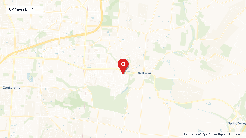 Street map of Bellbrook, Ohio with location pin