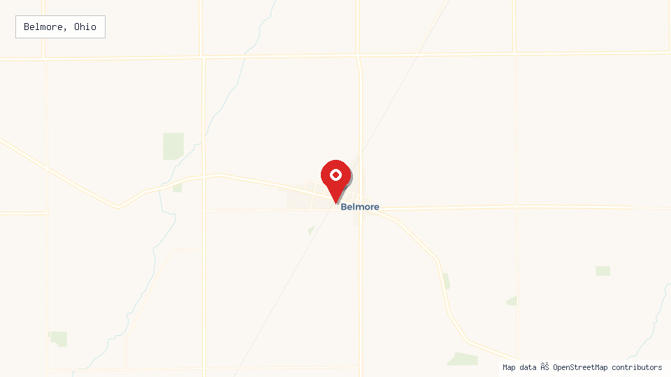 Street map of Belmore, Ohio with location pin