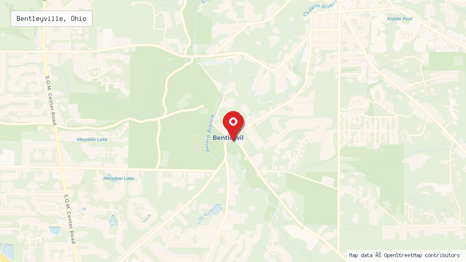 Street map of Bentleyville, Ohio with location pin