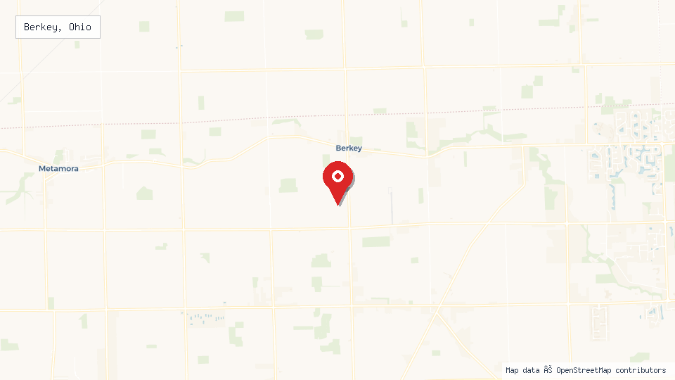 Street map of Berkey, Ohio with location pin