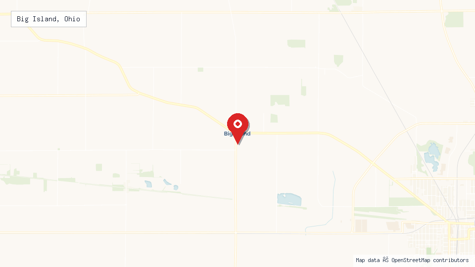 Street map of Big Island, Ohio with location pin