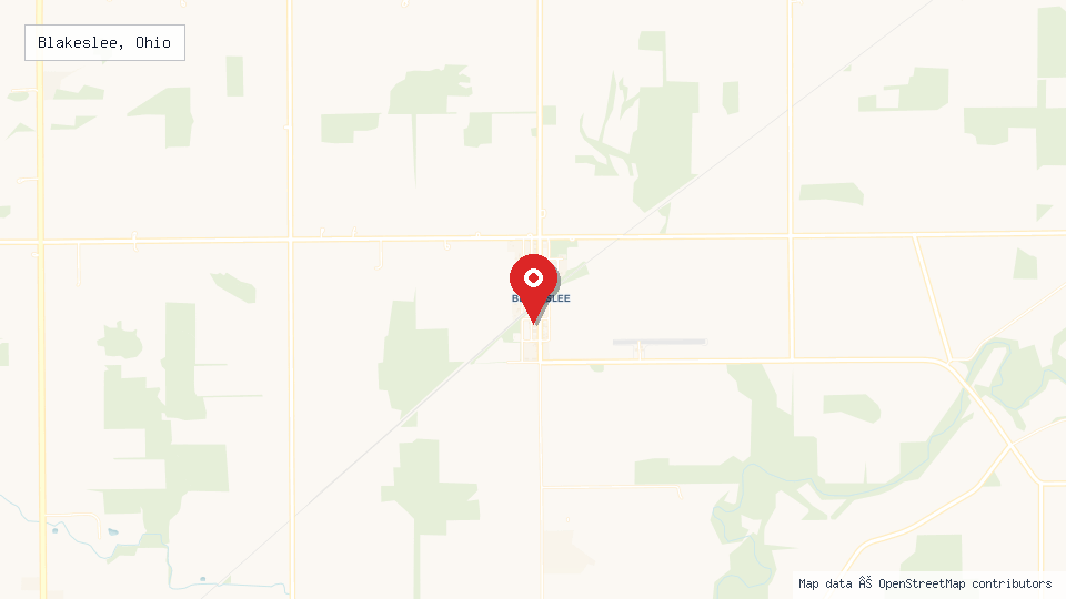 Street map of Blakeslee, Ohio with location pin