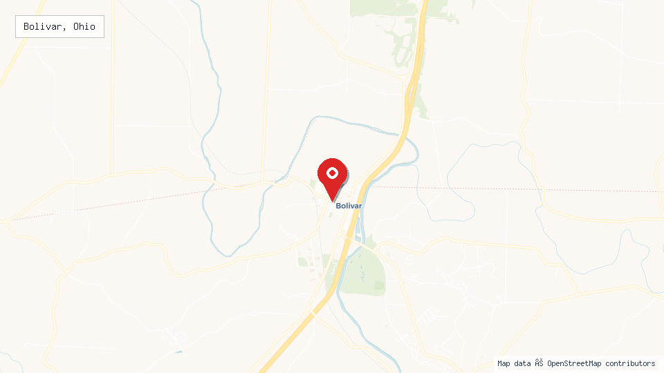 Street map of Bolivar, Ohio with location pin