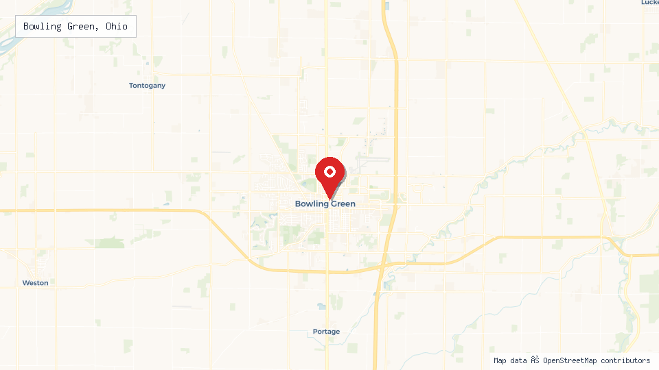 Street map of Bowling Green, Ohio with location pin