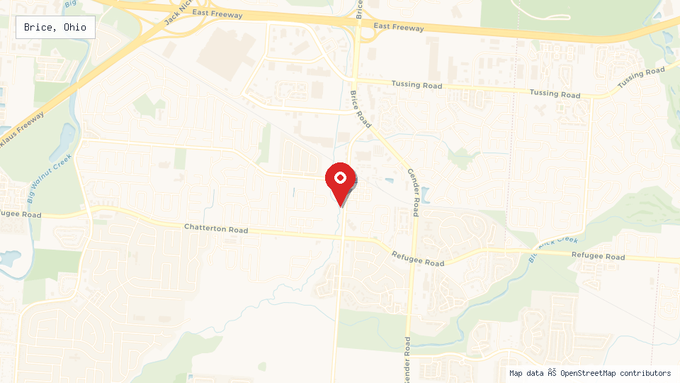 Street map of Brice, Ohio with location pin