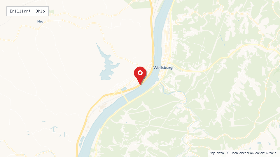 Street map of Brilliant, Ohio with location pin