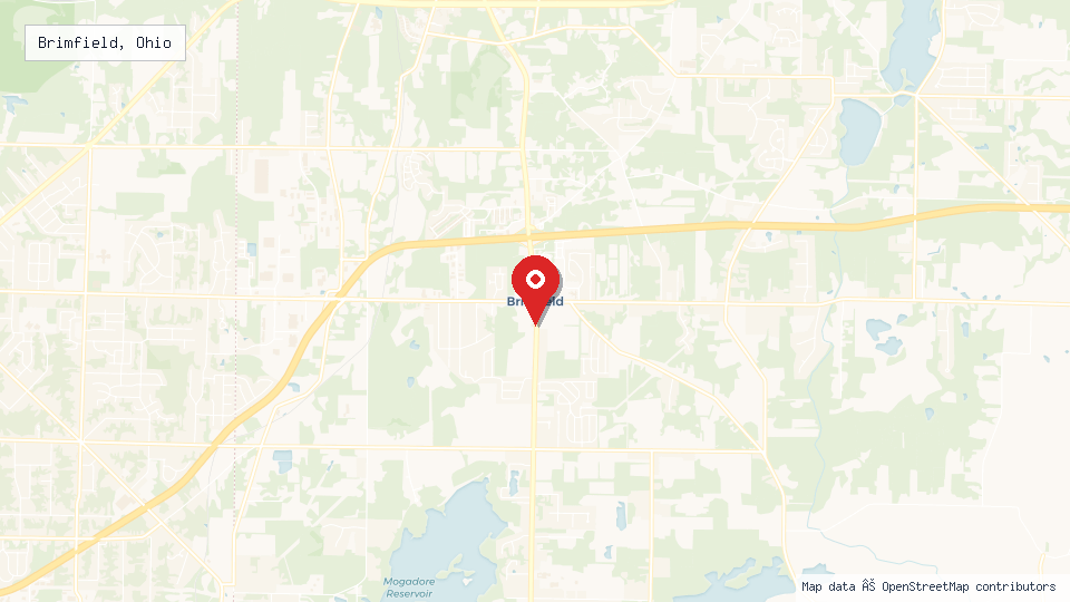 Street map of Brimfield, Ohio with location pin