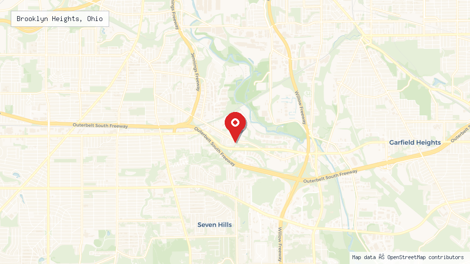 Street map of Brooklyn Heights, Ohio with location pin