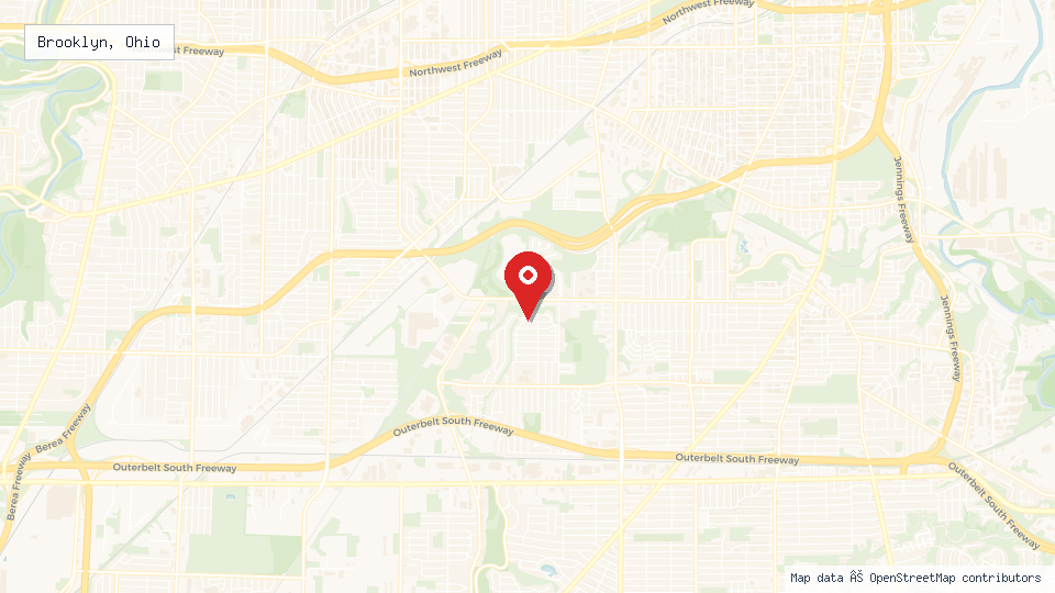Street map of Brooklyn, Ohio with location pin