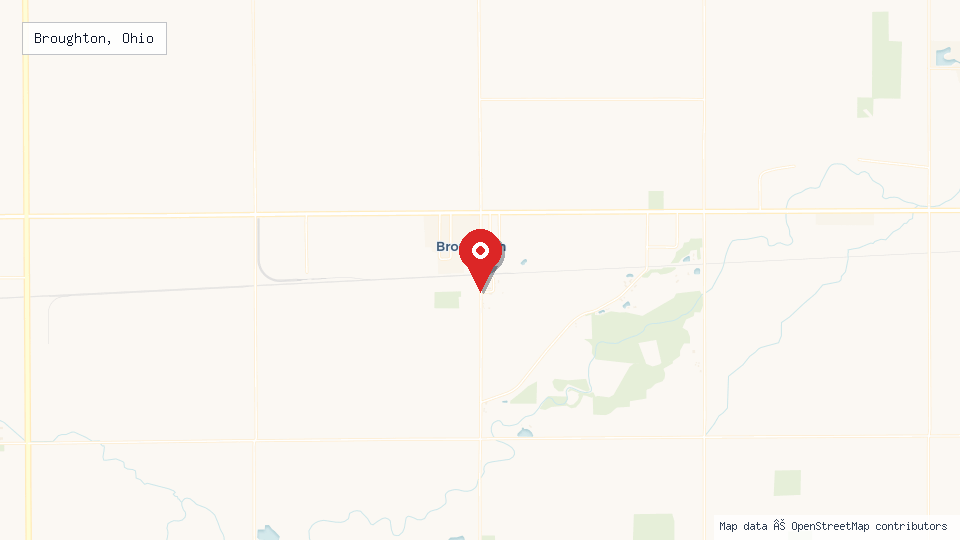 Street map of Broughton, Ohio with location pin
