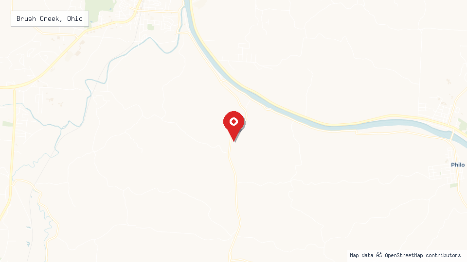 Street map of Brush Creek, Ohio with location pin
