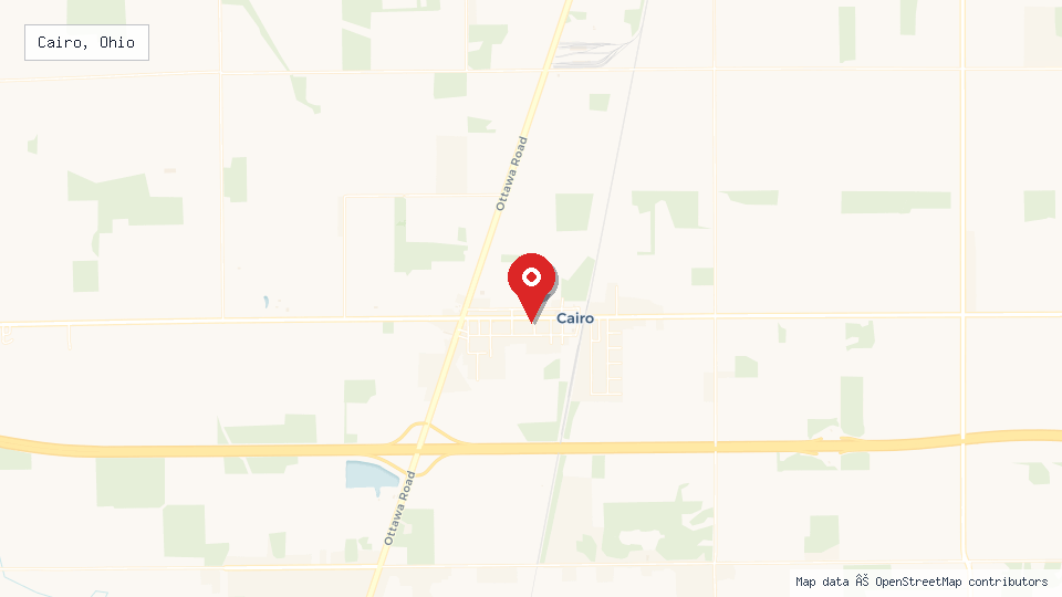 Street map of Cairo, Ohio with location pin