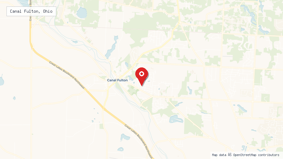 Street map of Canal Fulton, Ohio with location pin