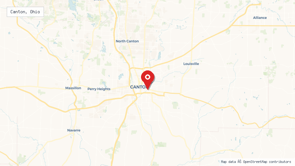 Street map of Canton, Ohio with location pin