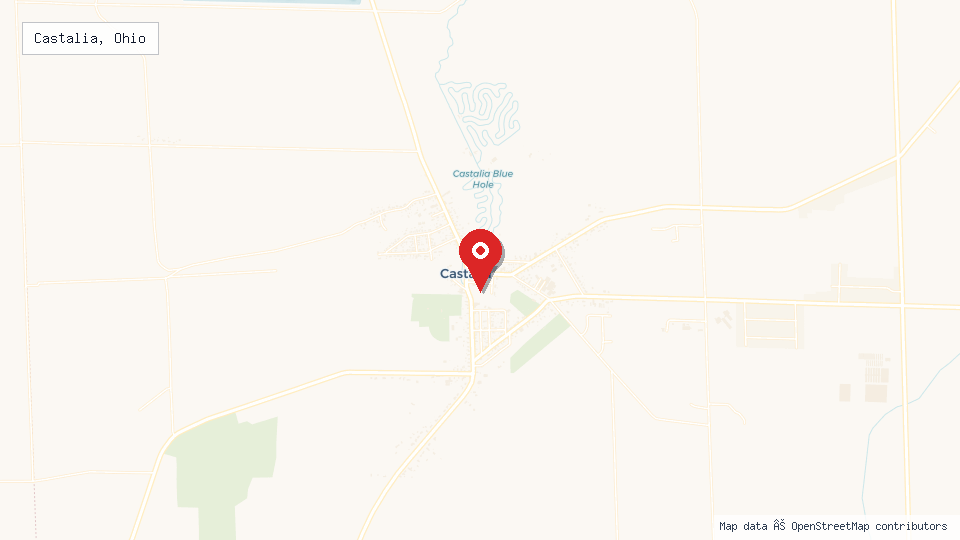 Street map of Castalia, Ohio with location pin