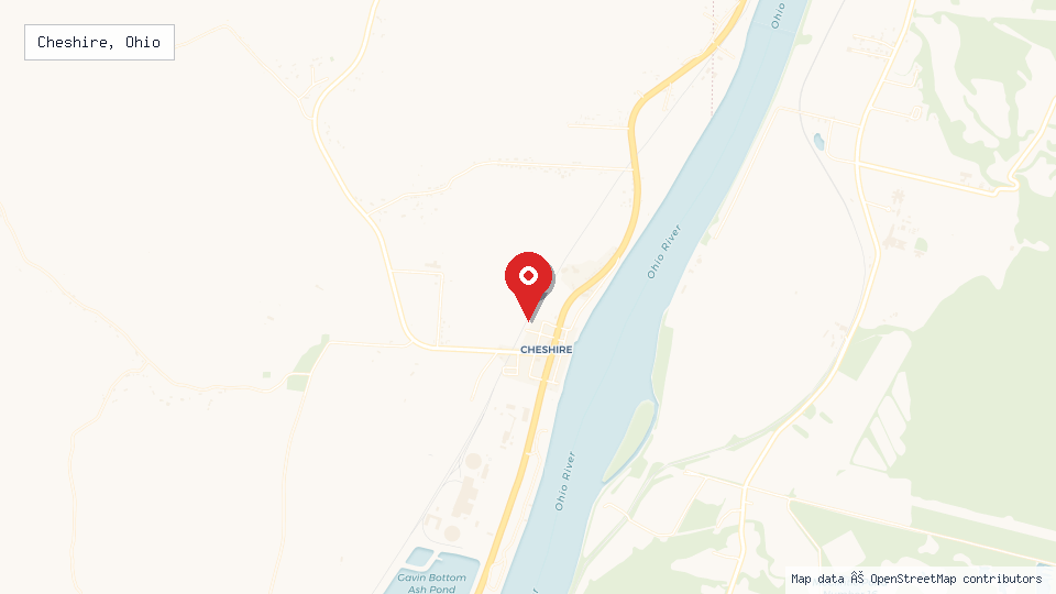 Street map of Cheshire, Ohio with location pin