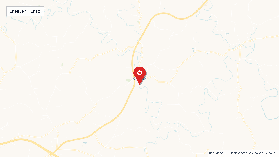 Street map of Chester, Ohio with location pin