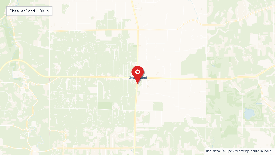 Street map of Chesterland, Ohio with location pin