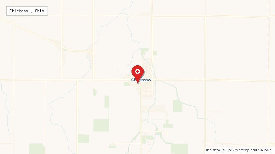Street map of Chickasaw, Ohio with location pin