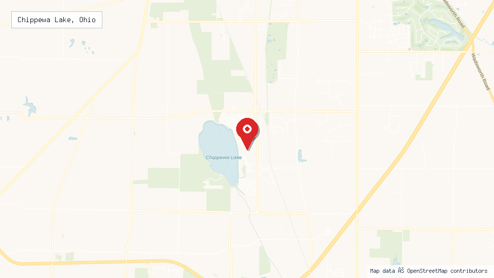 Street map of Chippewa Lake, Ohio with location pin