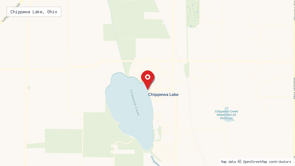 Street map of Chippewa Lake, Ohio with location pin