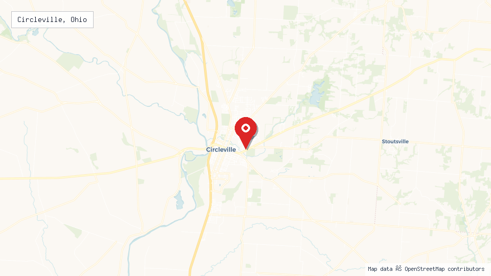 Street map of Circleville, Ohio with location pin