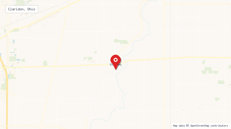 Street map of Claridon, Ohio with location pin