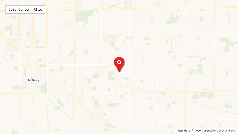Street map of Clay Center, Ohio with location pin