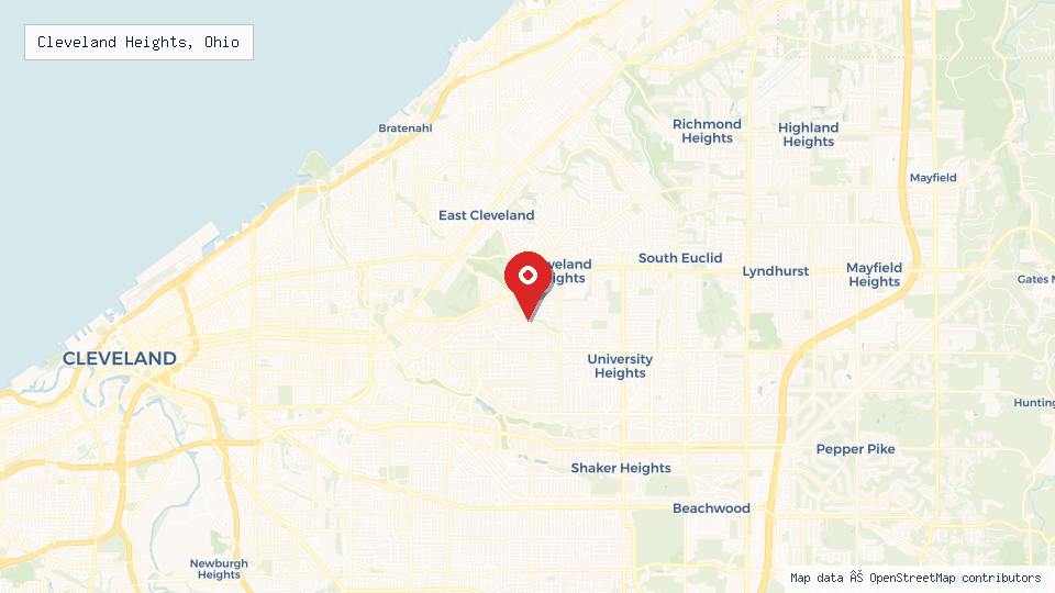 Street map of Cleveland Heights, Ohio with location pin
