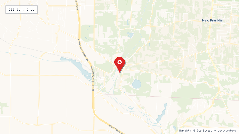Street map of Clinton, Ohio with location pin