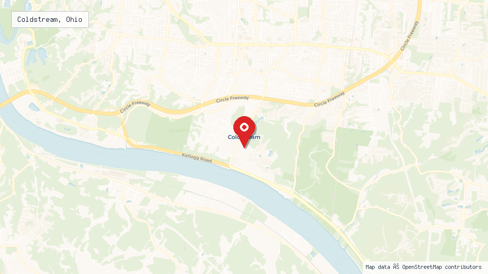 Street map of Coldstream, Ohio with location pin
