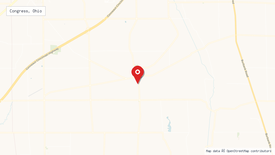 Street map of Congress, Ohio with location pin