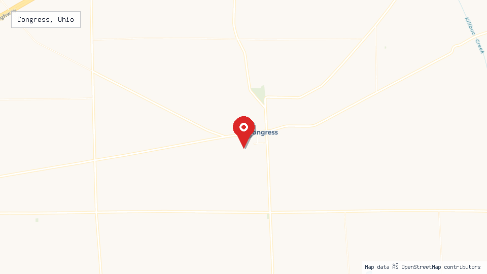Street map of Congress, Ohio with location pin