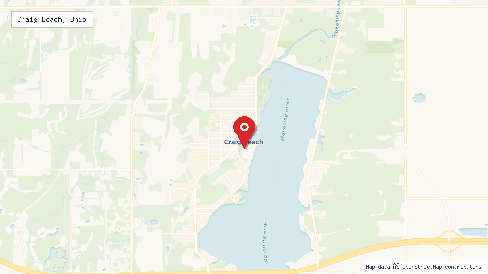 Street map of Craig Beach, Ohio with location pin