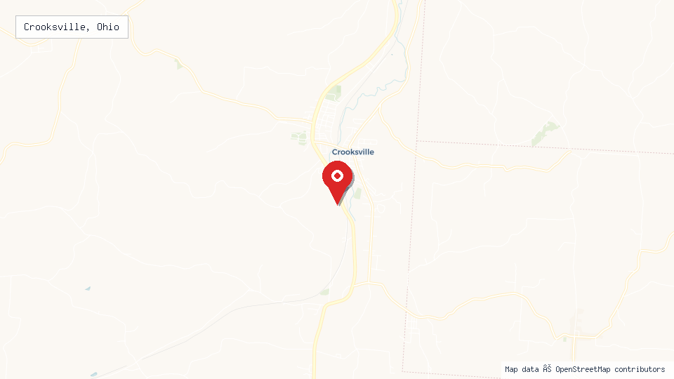 Street map of Crooksville, Ohio with location pin