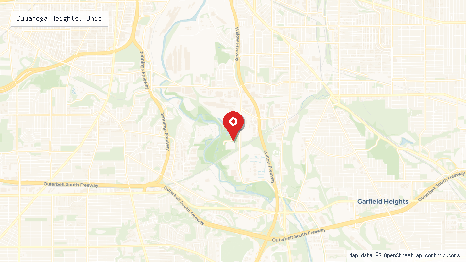 Street map of Cuyahoga Heights, Ohio with location pin