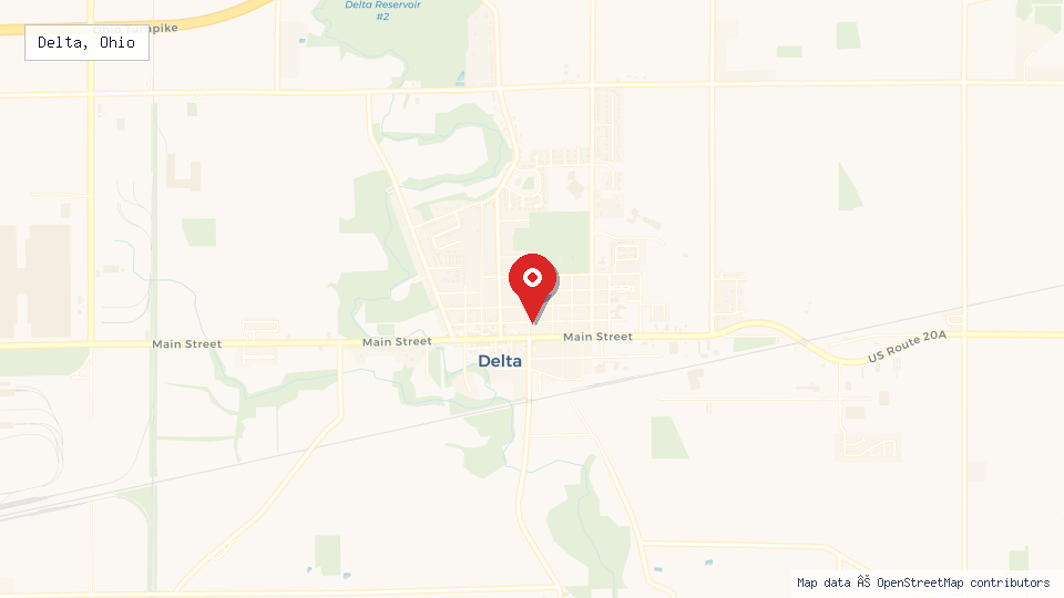 Street map of Delta, Ohio with location pin