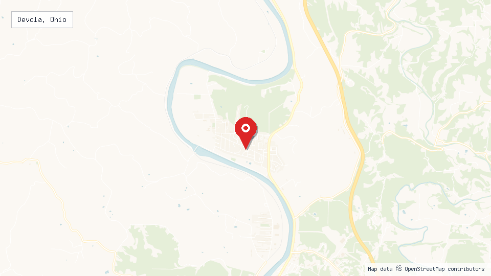 Street map of Devola, Ohio with location pin