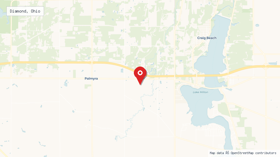 Street map of Diamond, Ohio with location pin