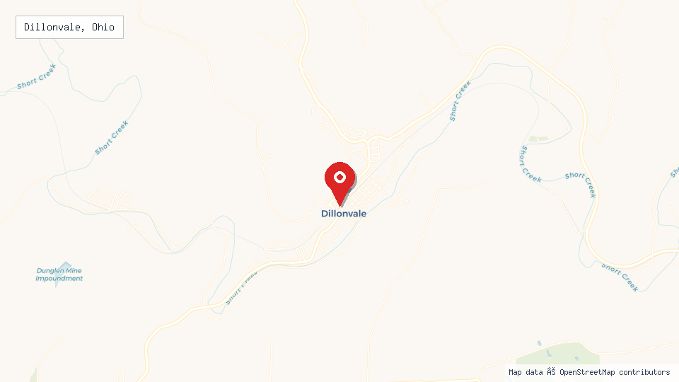 Street map of Dillonvale, Ohio with location pin