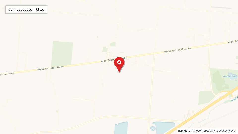Street map of Donnelsville, Ohio with location pin