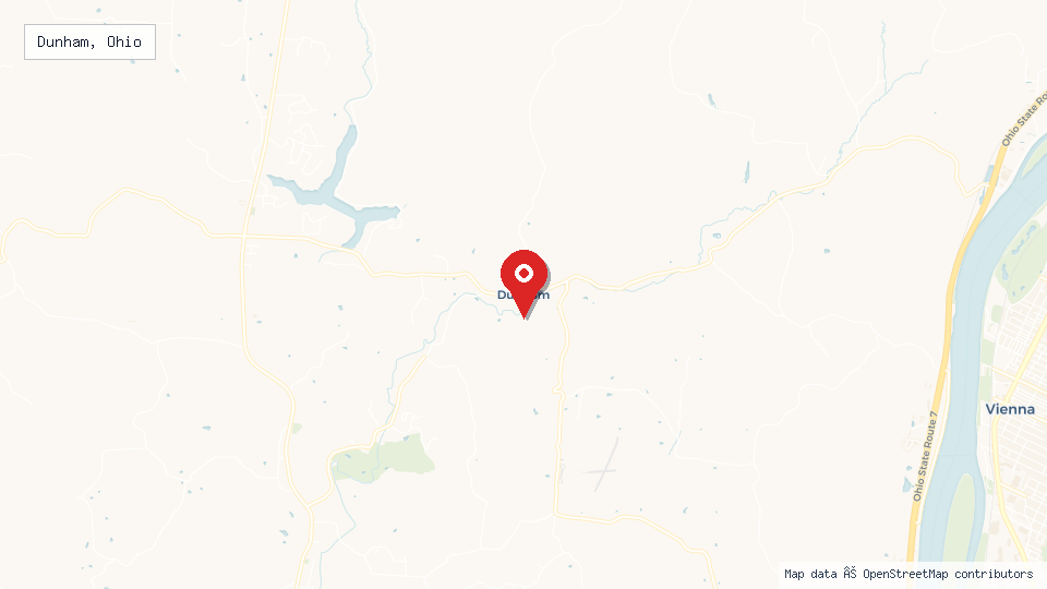 Street map of Dunham, Ohio with location pin