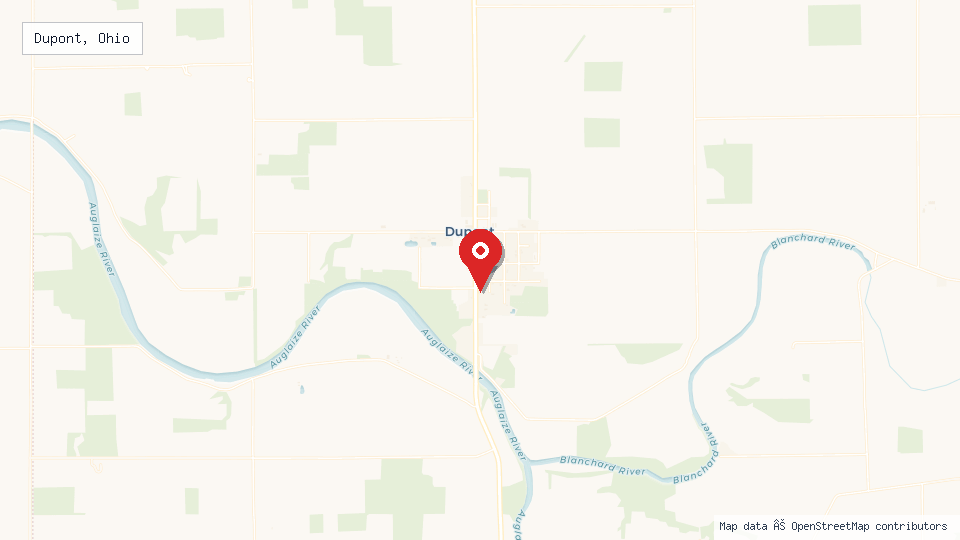 Street map of Dupont, Ohio with location pin