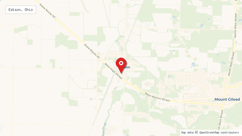 Street map of Edison, Ohio with location pin