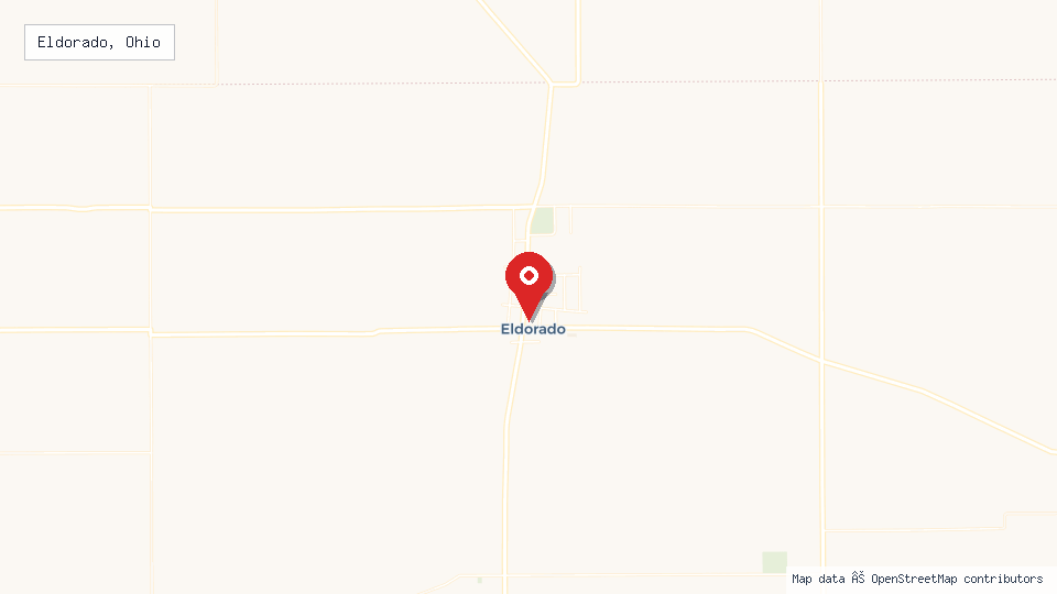 Street map of Eldorado, Ohio with location pin