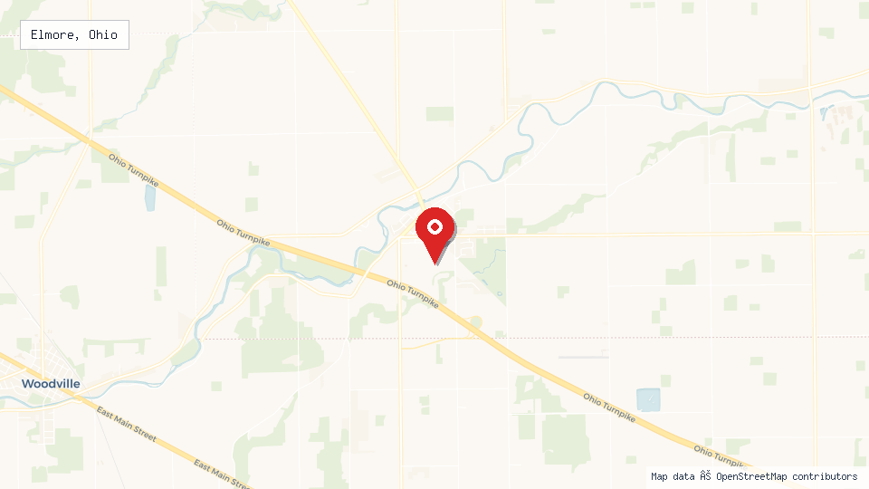 Street map of Elmore, Ohio with location pin