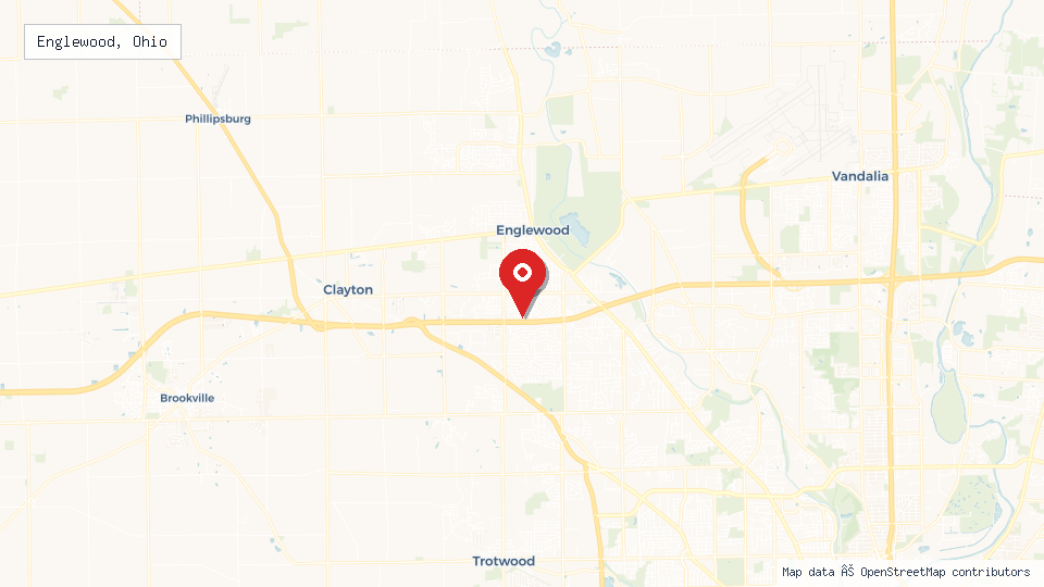 Street map of Englewood, Ohio with location pin