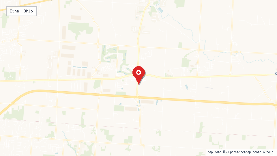 Street map of Etna, Ohio with location pin