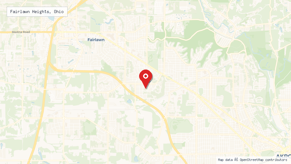 Street map of Fairlawn Heights, Ohio with location pin