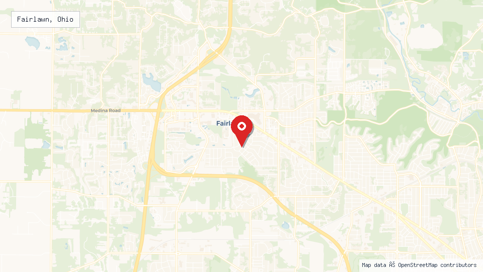 Street map of Fairlawn, Ohio with location pin